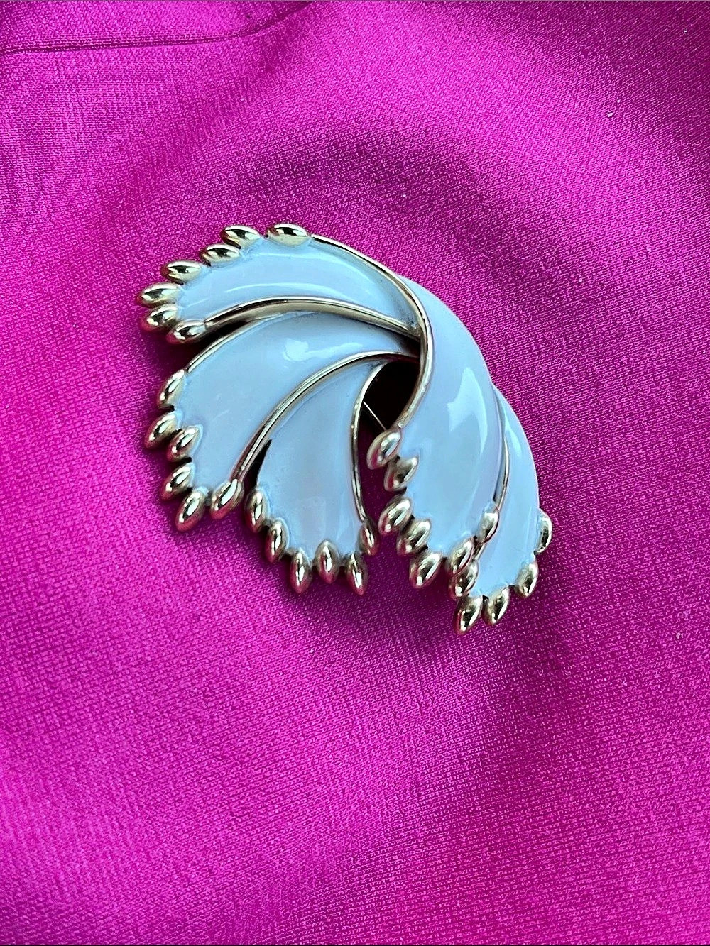 Trifari Blue Enamel Floral Brooch